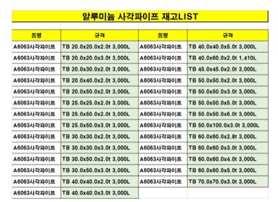AL각파이프 운영재고