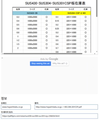SUS-CSP 판재 재고